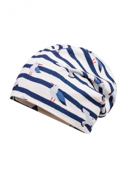 Beanie Maximo blau/weiß/Möwe UV- Schutz