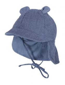 Musselin Nackenschutzmütze mit Öhrchen Maximo blau-meliert