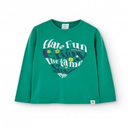 Langarmshirt Boboli grün 'have fun'