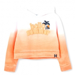 Kurz-Hoodie Boboli weiß/orange 'hello summer'