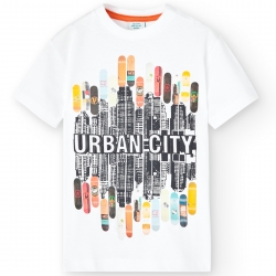 T-Shirt Boboli weiß 'Skaten it's my life'