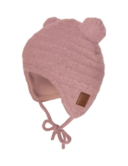 Baby Strickmütze Maximo Rosa mit zwei Bommeln