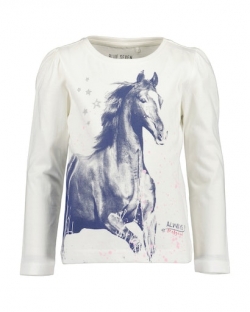 Langarm-Shirt Blue Seven wollweiß 'Pferd'