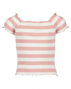 Carmen-Shirt Blue Seven rosa-weiß geringelt