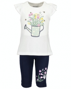 2tlg Set Blue Seven weiß/blau 'Flowers'