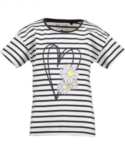 T-Shirt Blue Seven weiß-blau 'Flower Heart'