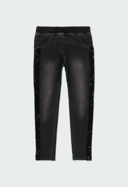 Jeans-Leggings Boboli schwarz 'Glitter-Girly'
