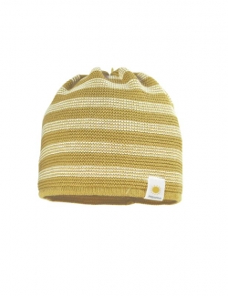 Strick-Beanie Maximo gelb-geringelt