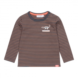 Langarmshirt Dirkje brau/blau-gestreift 'Million Years ago'