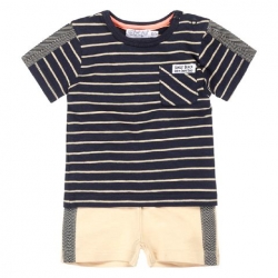 2tlg Set Dirkje blau/beige T-Shirt+kurze Hose